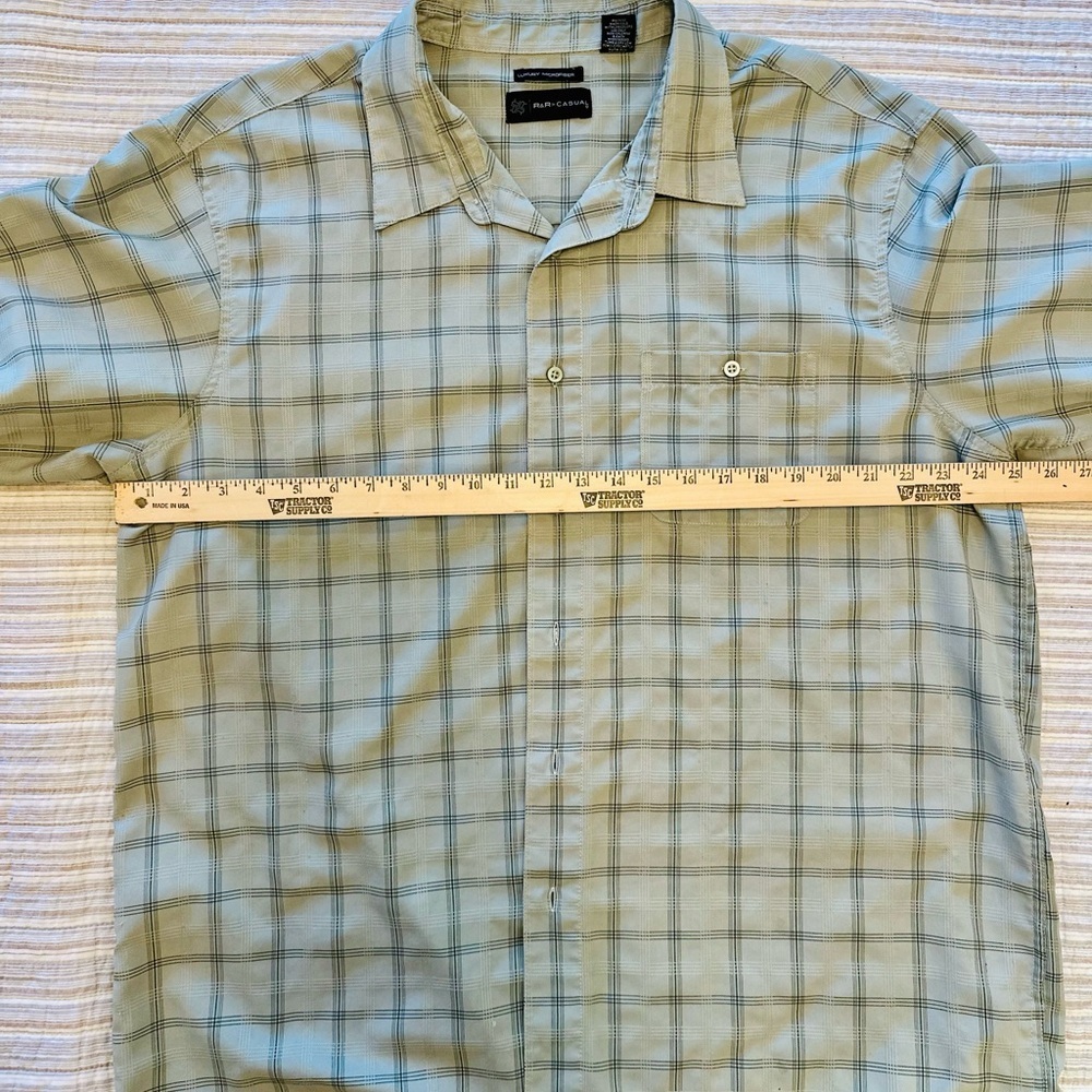 R&R Casual Shirt Mens 2XL Green Plaid Button Up Short Sleeve Luxury Microfiber - Picture 4 of 10